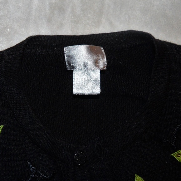 Vintage 90s Berek Embordered Floral Sequined Cardigan Sweater - Picture 5 of 9